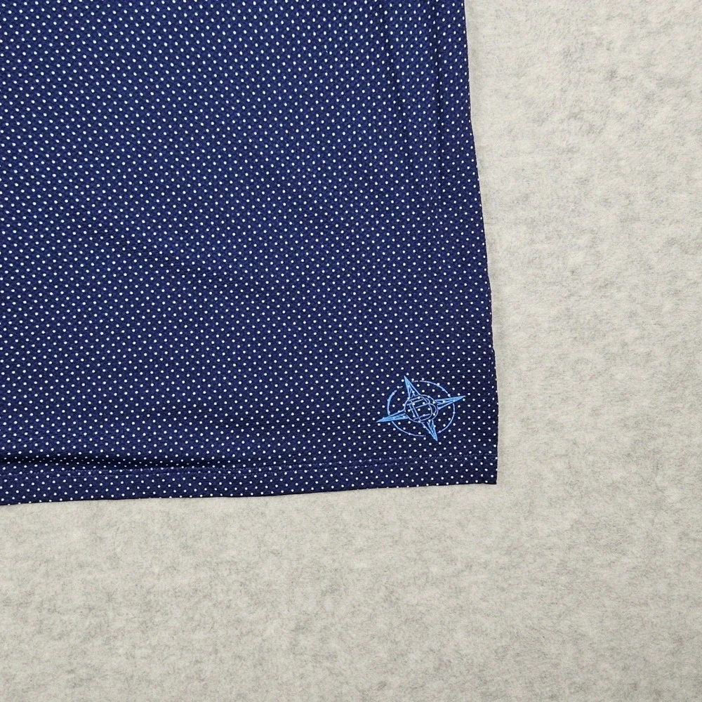 B Draddy Captain Cool Sport (Men's Large) Blue Polo Shirt Short Sleeve Dots Golf